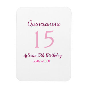 Pink fairy 15th birthday simple moder quinceanera  magnet