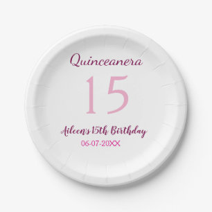 Pink fairy 15th birthday simple moder quinceanera  paper plate