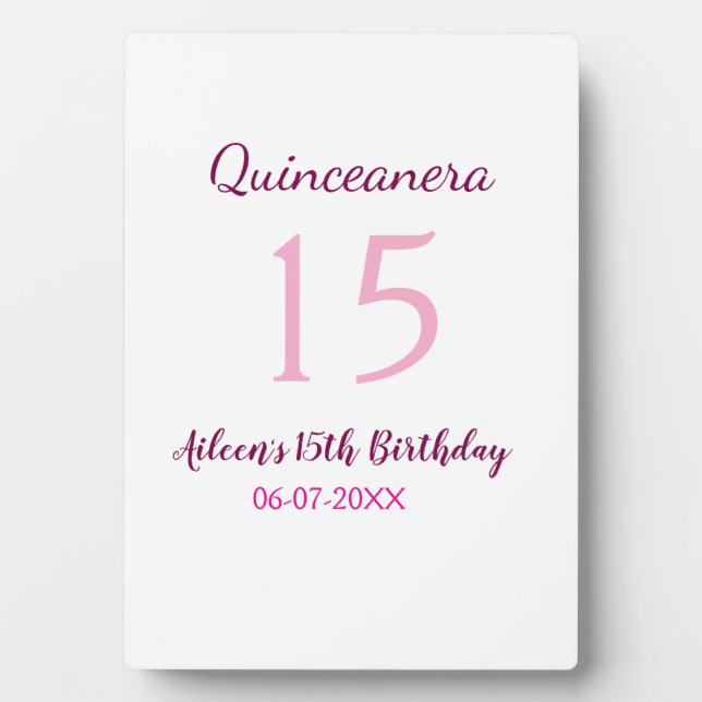 Pink fairy 15th birthday simple moder quinceanera  plaque (Front)