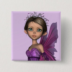 Pink Fairy 2 Inch Square Button