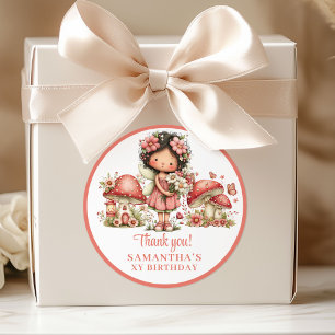 Pink Fairy 2nd Birthday Blush Flowers Gift Box  Classic Round Sticker