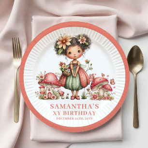 Pink Fairy 2nd Birthday Blush Flowers Paper Plates