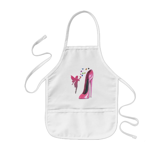 Pink Fairy and Stiletto Shoe Art Kids Apron (Front)
