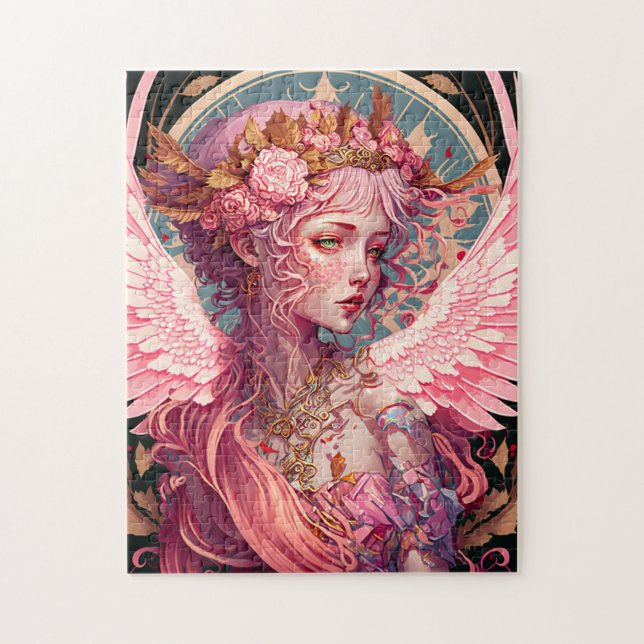 Pink Fairy Angel Fantasy Art Jigsaw Puzzle (Vertical)