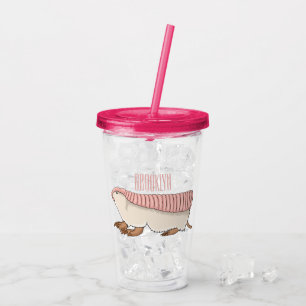 Pink fairy armadillo cartoon illustration  acrylic tumbler