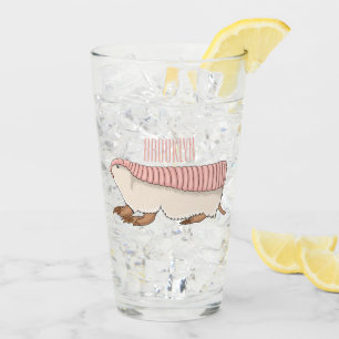 Pink fairy armadillo cartoon illustration  glass
