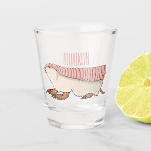 Pink fairy armadillo cartoon illustration  shot glass