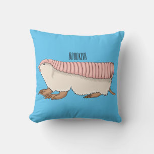 Pink fairy armadillo cartoon illustration throw pillow