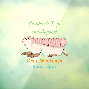 Pink fairy armadillo cartoon illustration window cling