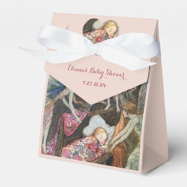 Pink Fairy Baby Blessings Baby Shower Favor Box (Front Side)
