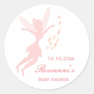 Pink Fairy Baby Shower Classic Round Sticker