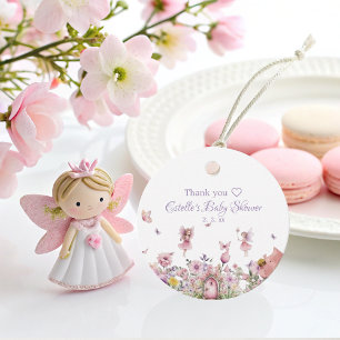 Pink Fairy Baby Shower Favour Tag