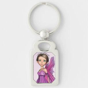 Pink Fairy Big Eyes Fantasy Portrait Keychain