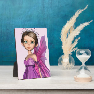 Pink Fairy Big Eyes Fantasy Portrait Plaque