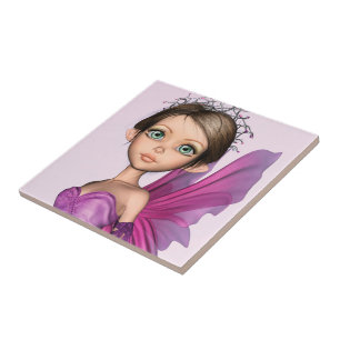 Pink Fairy Big Eyes Fantasy Portrait Tile
