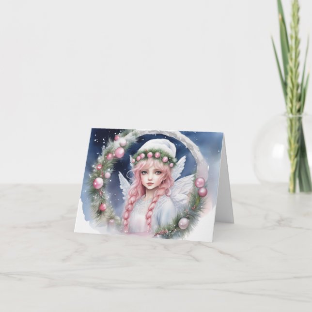 Pink Fairy Christmas Card (Front)