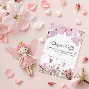Pink Fairy Diaper Raffle Card for Baby Shower