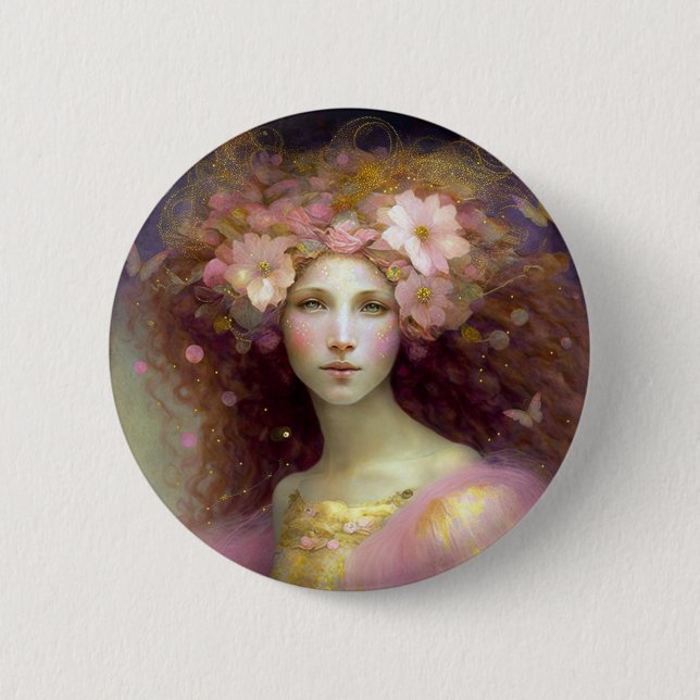 Pink Fairy Fantasy Art 2 Inch Round Button (Front)