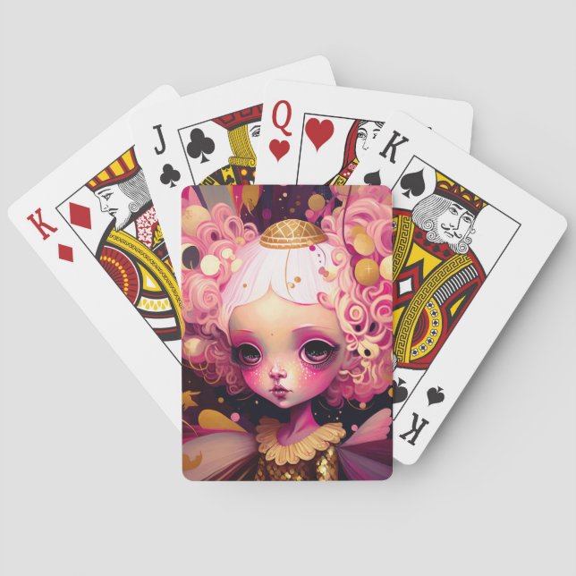 Pink Fairy Fantasy Art Playing Cards (Back)