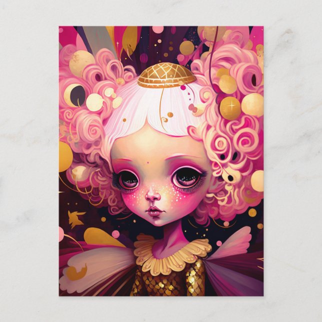 Pink Fairy Fantasy Art Postcard (Front)
