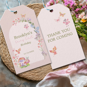 Pink Fairy First Girl Birthday Favor Gift Tag