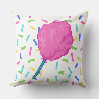 Pink Fairy Floss Cotton Candy Square Cushion