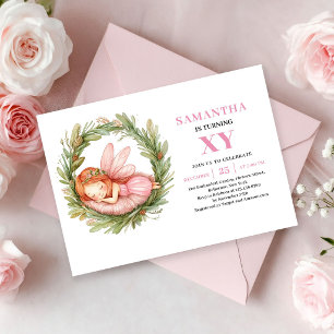 Pink Fairy Girl Birthday Magical Floral invitation