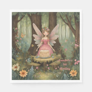 Pink Fairy Girls Birthday Napkin