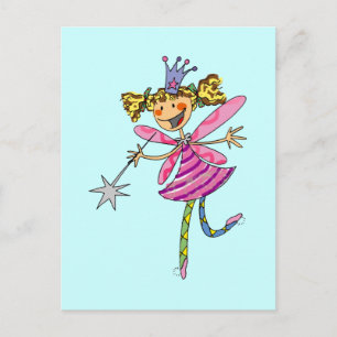 Pink fairy princess postcard