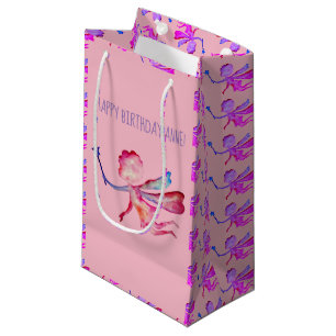 Pink Fairy Watercolor Drawing Custom Gift Bag