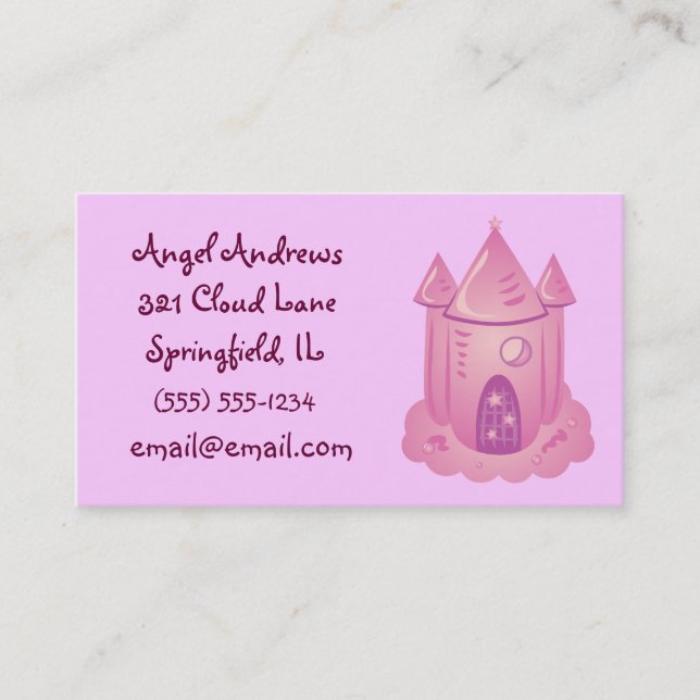 Pink Fairytale Castle Business Cards (Front)