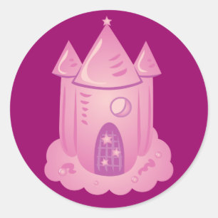 Pink Fairytale Castle Classic Round Sticker