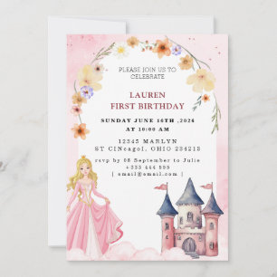 Pink Fairytale Princess Birthday Party Invitation