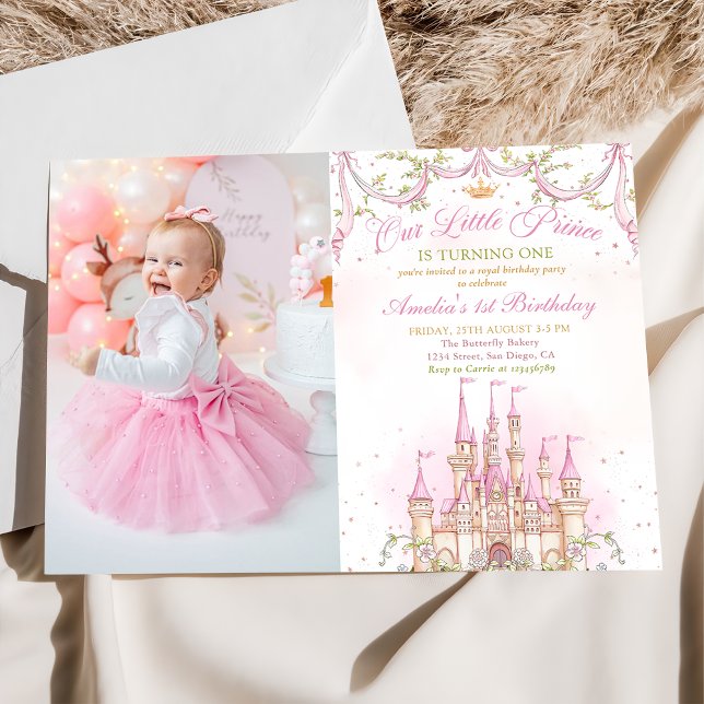 Pink Fairytale Princess Castle Birthday Photo Invitation (Creator Uploaded)