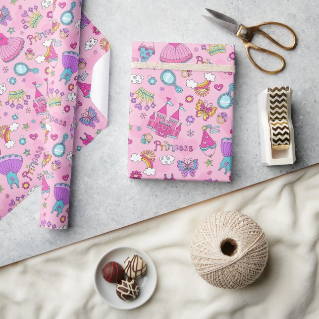 Pink Fairytale Princess Party Wrapping Paper (Crafts)
