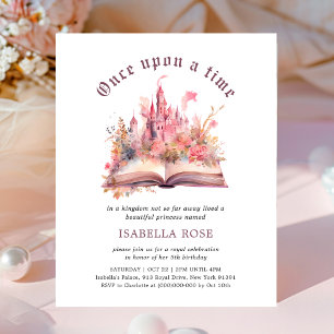 Pink Fairytale Story Book Birthday Invitation