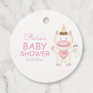 Pink Fairytale Unicorn Bottle Baby Shower  Favour Tags