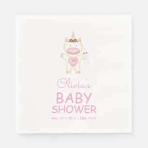 Pink Fairytale Unicorn Bottle Baby Shower  Napkin