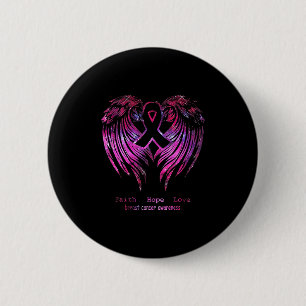 Pink Faith Hope Love Wings Breast Cancer Awareness 2 Inch Round Button