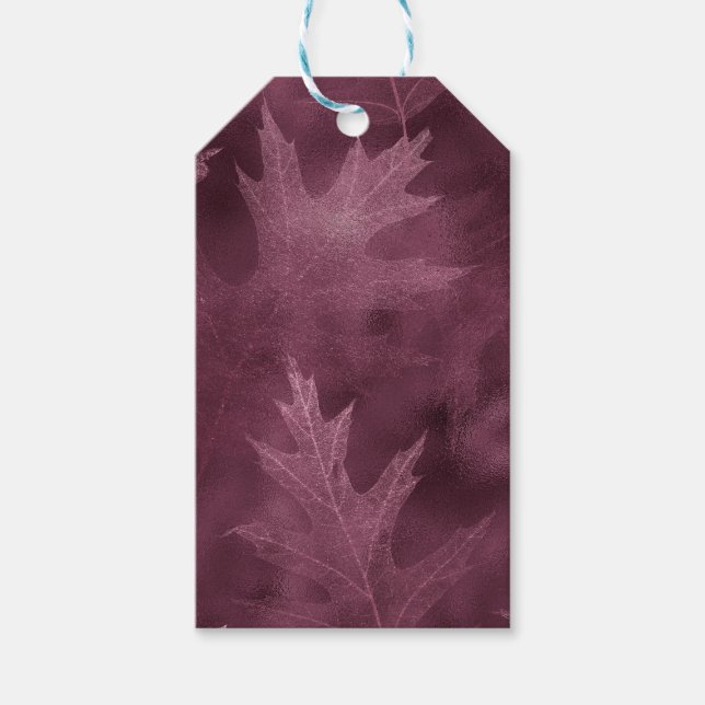 PINK FALL AUTUMN LEAVES GIFT TAGS (Front)
