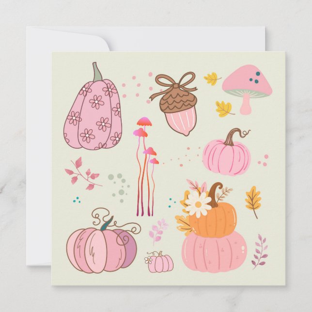  Pink Fall Holiday Card (Front)