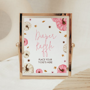 Pink Fall Little Pumpkin Baby Shower Diaper Raffle Poster