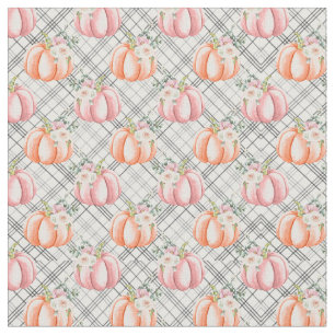 Pink Fall Pumpkin Pattern Fabric