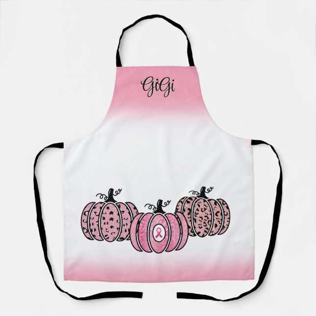 Pink Fall Pumpkins Breast Cancer Awareness  Apron (Front)