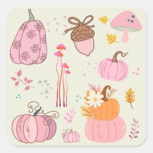 Pink Fall Square Sticker