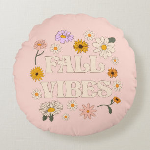 Pink Fall Vibes Round Pillow