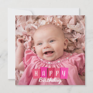 Pink Family Portrait Plat Carte de voeux pour l'an