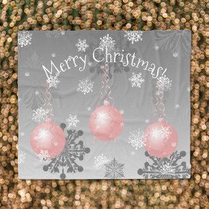 Pink Fancy Christmas Ornament Fleece Blanket