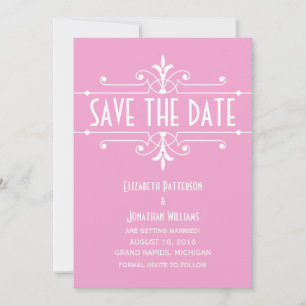 Pink Fancy Ornamental Save the Date Invite