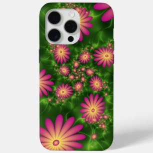 Pink Fantasy Flowers Modern Abstract Fractal Art iPhone 15 Pro Max Case